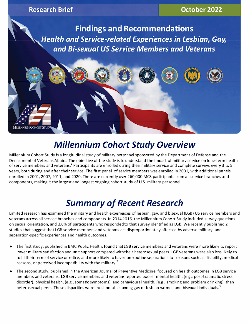 Research Brief Health and Service‐related Experiences in Lesbian, Gay, and Bi‐sexual US Service Members and Veterans